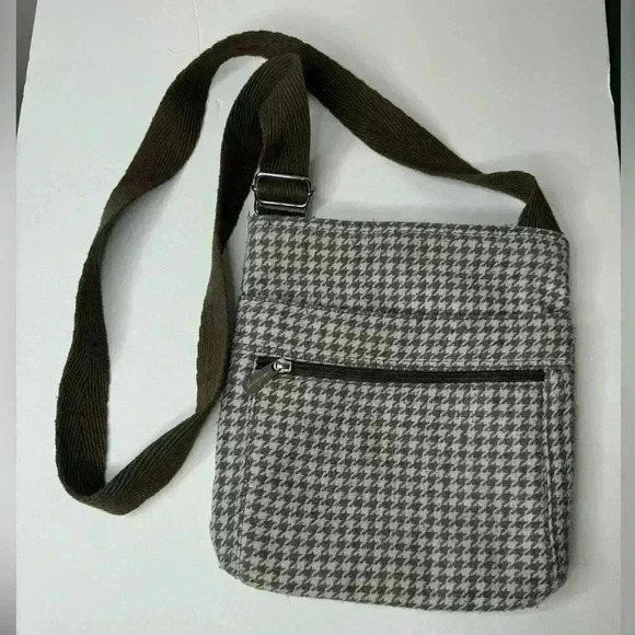 THIRTY-ONE Gray bag with brown strap. Lots of pockets.  Cross body bag! - Picture 1 of 7